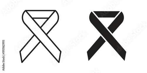 Cancer ribbon icon line drawing. Minimalist style icons