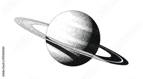 Saturn planet with rings in space isolated on white background illustration