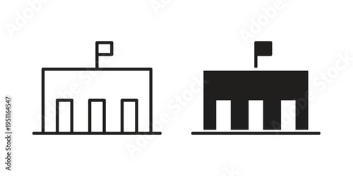 City hall building icon line drawing. Minimalist style icons