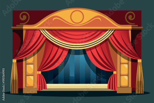 Theatre curtains frame design set