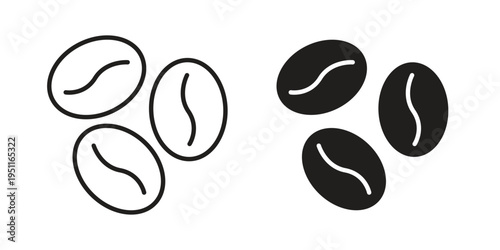 Coffee beans icon line drawing. Minimalist style icons