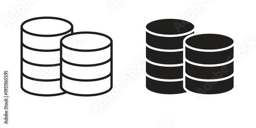 Coins stack icon line drawing. Minimalist style icons