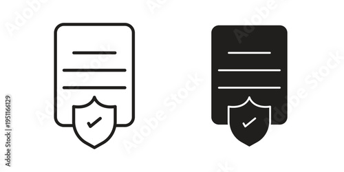 Contract coverage icon line drawing. Minimalist style icons