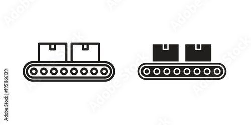 Conveyor belt icon line drawing. Minimalist style icons