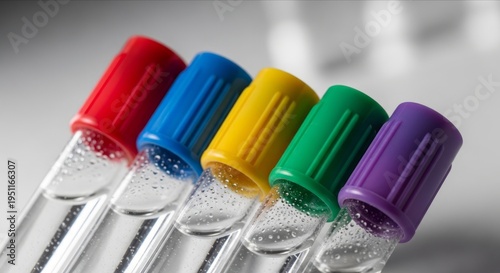 Colorful Test Tubes with Bubbles in Laboratory Setting