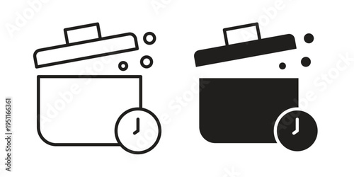 Cooking time icon line drawing. Minimalist style icons