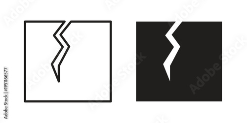 Crack icon line drawing. Minimalist style icons