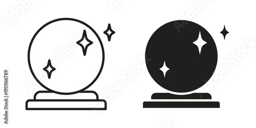 Crystal ball icon line drawing. Minimalist style icons