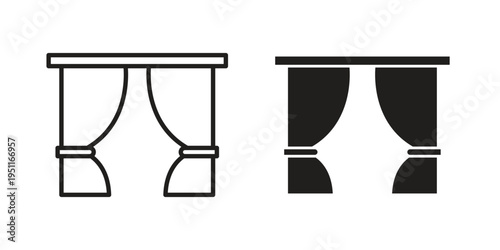 Curtains icon line drawing. Minimalist style icons