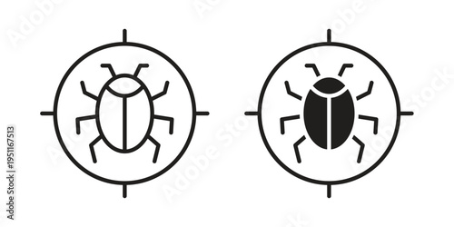 Debug icon line drawing. Minimalist style icons