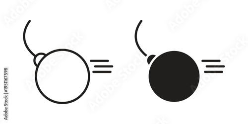 Demolition ball icon line drawing. Minimalist style icons