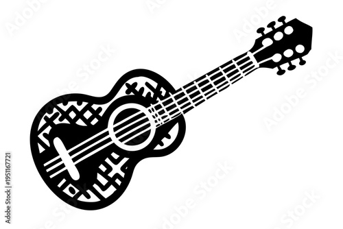 resonator guitar silhouette illustration for music, instrument, and blues performance design