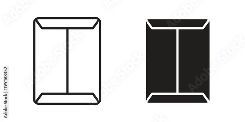 Document envelope icon line drawing. Minimalist style icons