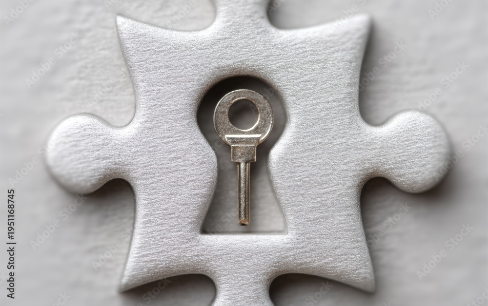 Fototapeta premium Keyhole Inserted in Puzzle Piece Symbolizing Problem Solving