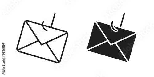 Email phishing icon line drawing. Minimalist style icons