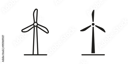 Eolic energy icon line drawing. Minimalist style icons