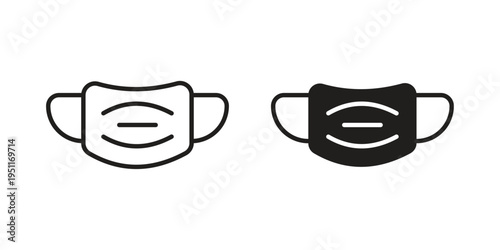 Face mask icon line drawing. Minimalist style icons