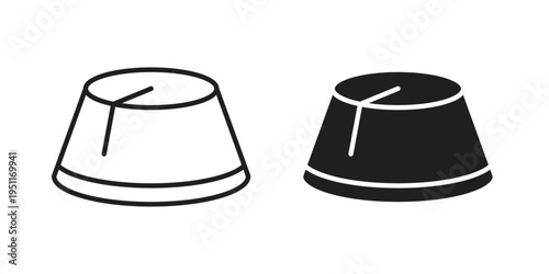 Fez hat icon line drawing. Minimalist style icons