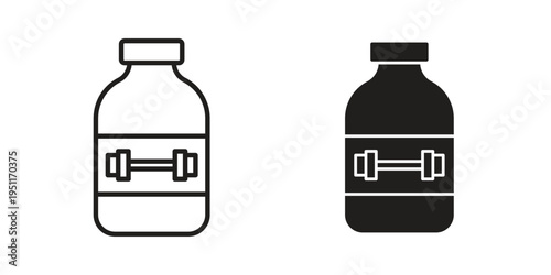 Fitness supplement icon line drawing. Minimalist style icons