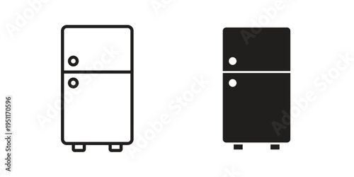 Fridge icon line drawing. Minimalist style icons