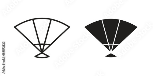Hand fan icon line drawing. Minimalist style icons