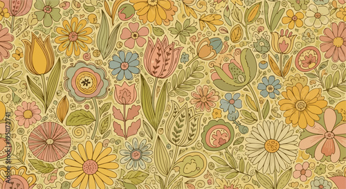 Artistic botanical print with soft curves and balanced color distribution