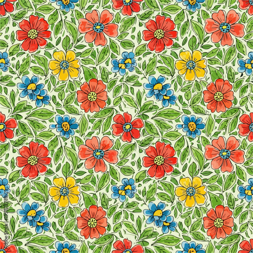 Colorful floral illustration capturing essence of blooming garden in springtime