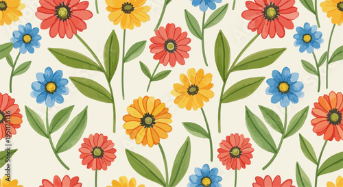 Nature-themed illustration with stylized blossoms and intricate botanical details throughout