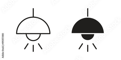 Hanging light icon line drawing. Minimalist style icons