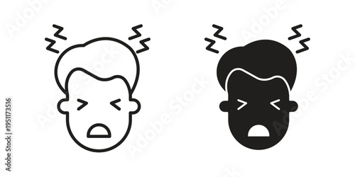Headache icon icon line drawing. Minimalist style icons