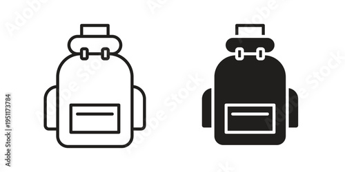 Hiking backpack icon line drawing. Minimalist style icons
