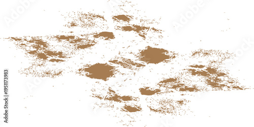 Abstract cracked earth texture with distressed edges, dusty brown soil fracture pattern on white background