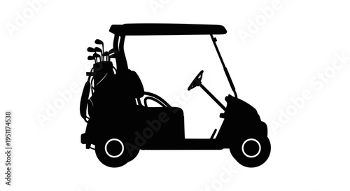 Golf Cart Silhouette with Clubs