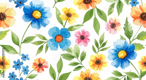 A colorful garden-inspired pattern showcasing blooming flowers in a harmonious arrangement