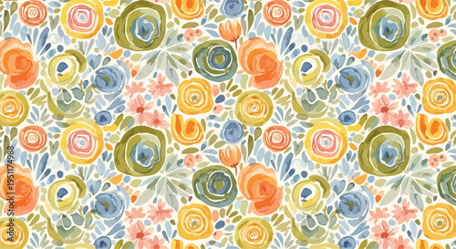 Pastel-toned floral composition inspired by garden blooms and gentle natural rhythms