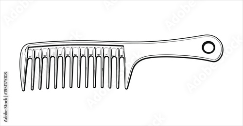 Hair comb outline vector simple line grooming tool isolated on white background