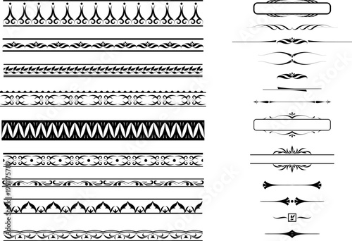 black and white set of delimiters for text, dividers