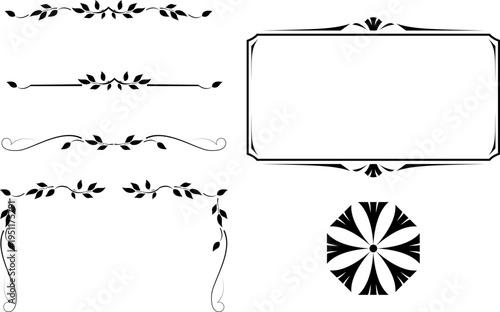 black and white set of delimiters for text, dividers