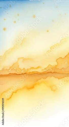 Abstract Watercolor Background with Orange Hues.