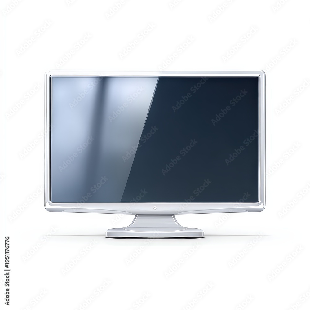Fototapeta premium Modern Sleek White Computer Monitor Mockup Isolated on White