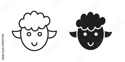 Lamb icon line drawing. Minimalist style icons