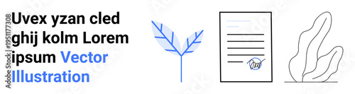 Digital transformation, signing contracts, eco-friendly , nature conservation, legal documentation, modern design. A stylized leaf, document with signature abstract shapes. Digital transformation