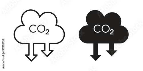 Low carbon dioxide icon line drawing. Minimalist style icons