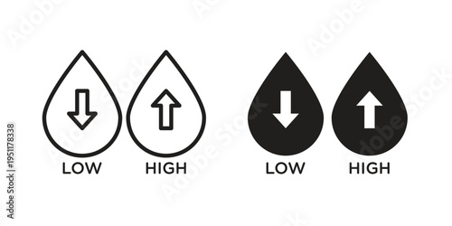 Low and high cholesterol icon line drawing. Minimalist style icons