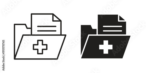 Medical history icon line drawing. Minimalist style icons