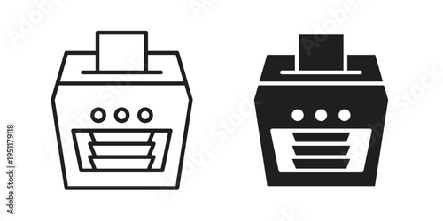 Money counting machine icon line drawing. Minimalist style icons