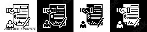 Contract Negotiation Icon Set In Black And White Filled Style Collection