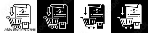 Purchase Requisition Icon Set In Black And White Filled Style Collection