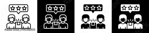 Vendor Rating Icon Set In Black And White Filled Style Collection