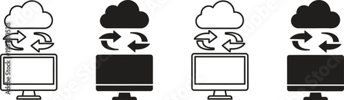 A simple illustration of cloud computing and data transfer between computers and clouds